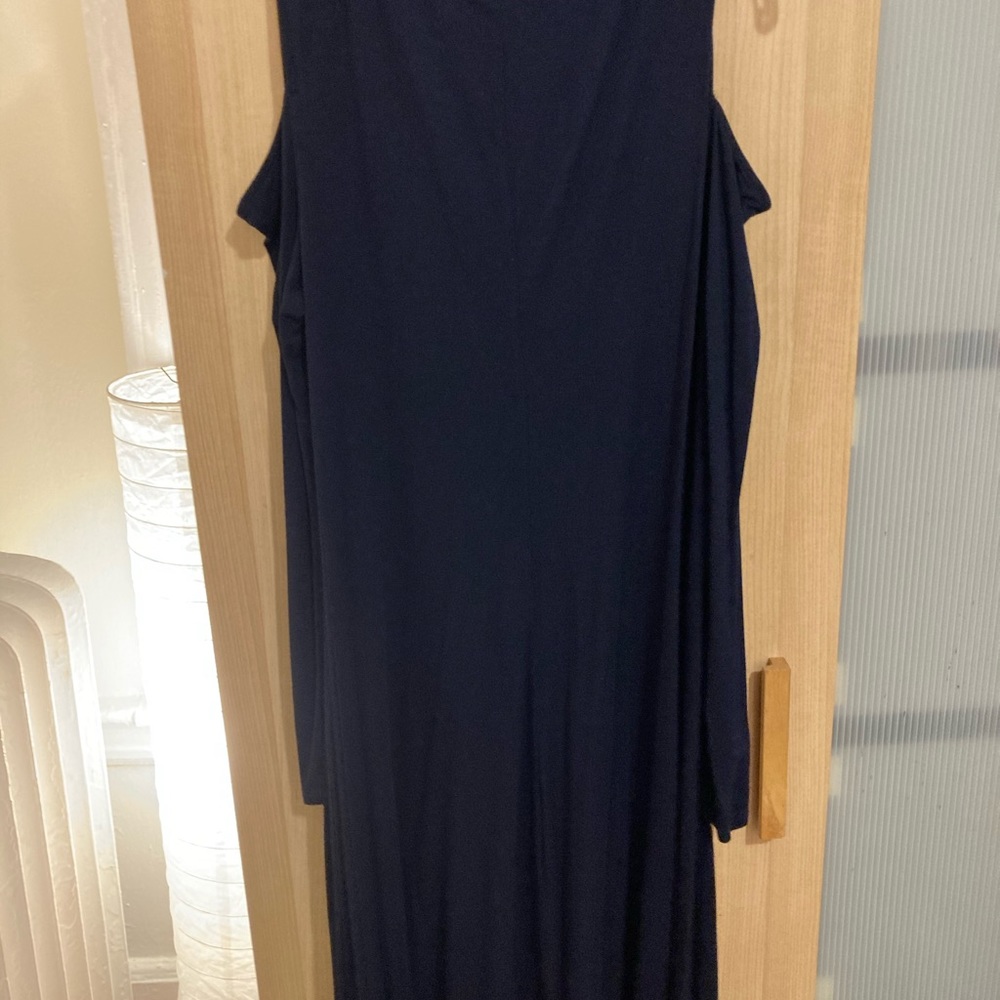 Carmen Marc Valvo navy knit cold shoulder dress - Picture 5 of 5
